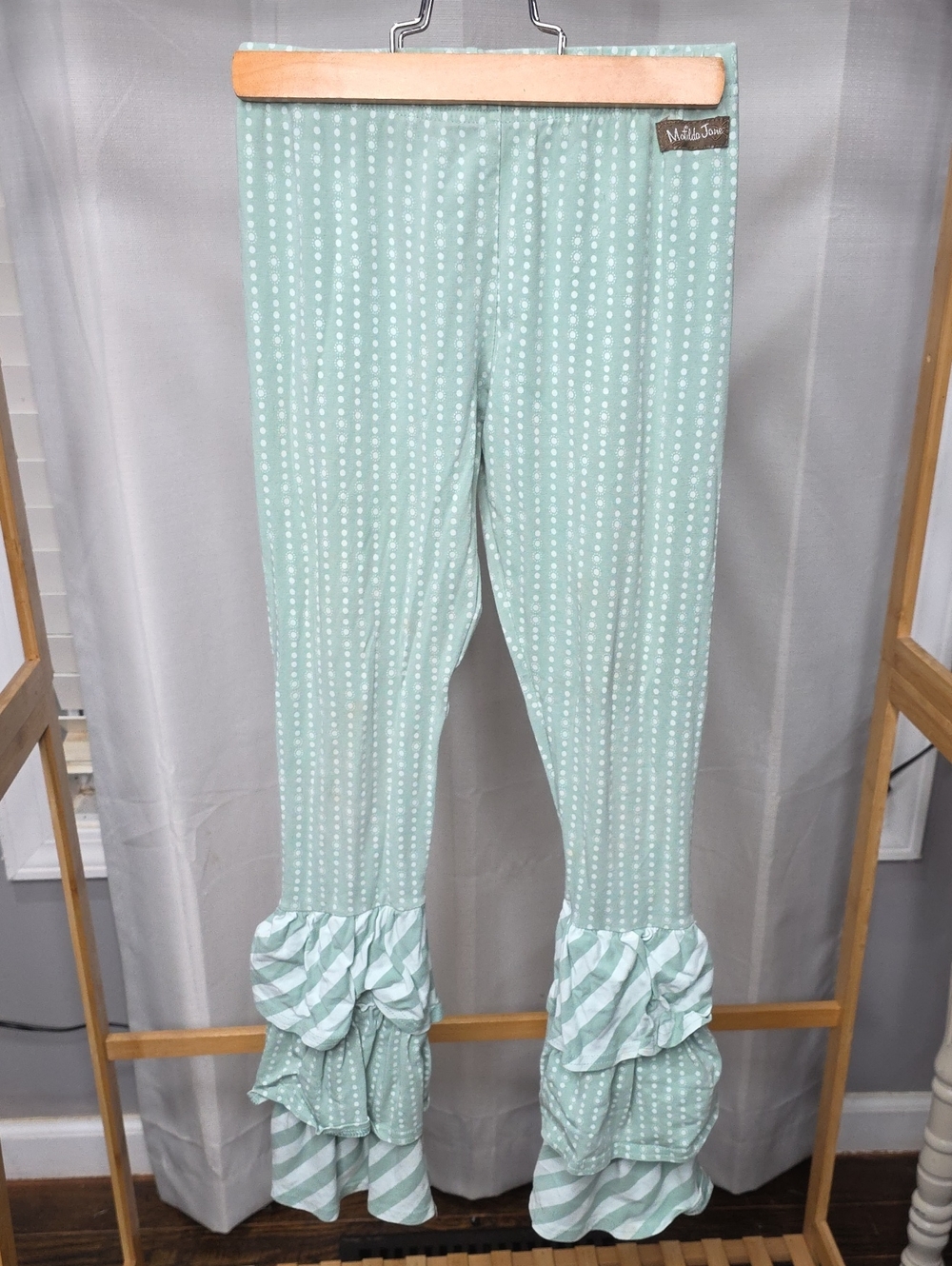 Matilda Jane Mint Green Polka Dot Ruffle Pajama Pants